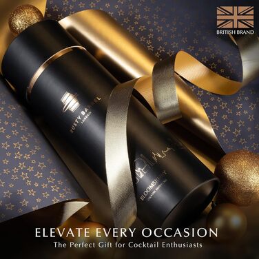 Belgravia Cocktail Set – Cocktail Shaker Set with Boston Stainless Steel Cocktail Shaker and Cocktail Accessories | Cocktail Mix Set in a Luxurious Gift Box (Silver)