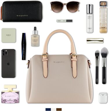 Сумка жіноча Bugatti Ella бежевого кольору, штучна шкіра, середнього розміру, стиль боулінг