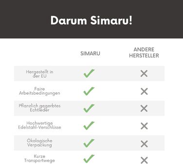 Шкіряний ремінець Simaru Premium якості, виготовлено в Німеччині, чорний, всі розміри