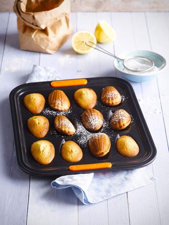 Форма для мадлен Le Creuset, антипригарна, на 12 шт., стійка до закваски, вуглецева сталь, антрацит/помаранчева