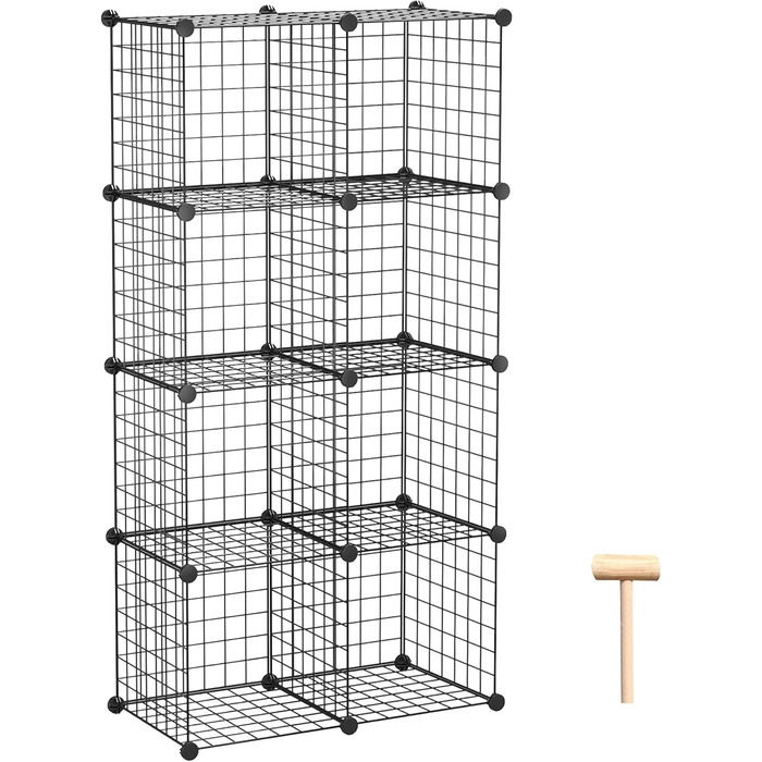 C&AHOME Wire Cube Storage, 6 - Metal Cube Organizer with C-Grids, Modular Shelf Units, Storage Shelf Racks, Closet Organizer, 93.5 in L x 31.8 in W x 93.5 in H, (8 Cubes, Black)