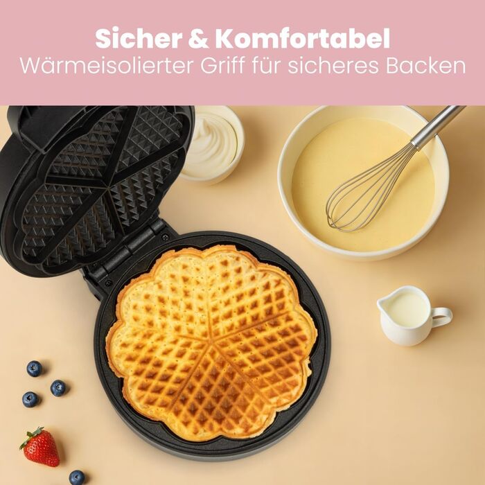 Clatronic® Heart-Shaped Waffle Maker with 7-Inch Non-Stick Plates - 1000W