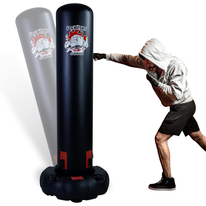 ZERRO Боксерський мішок-підставка, діаметр 30 см, для дітей та дорослих, чорний, з насосом