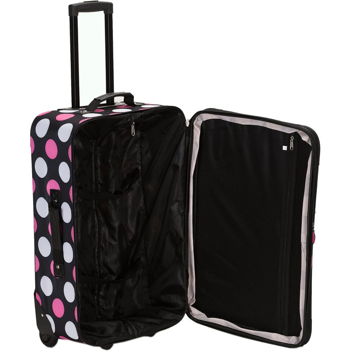 Набір валіз Rockland Escape Softside, 4 шт., племінний дизайн, 14/19/24/28 дюймів, S, Mulpink Dots