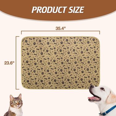 Водонепроникний килимок для годування собак BINGPET, 2 шт., поглинаючий, миючий, з піднятим бордюром, для собак та котів (60 x 90 см)