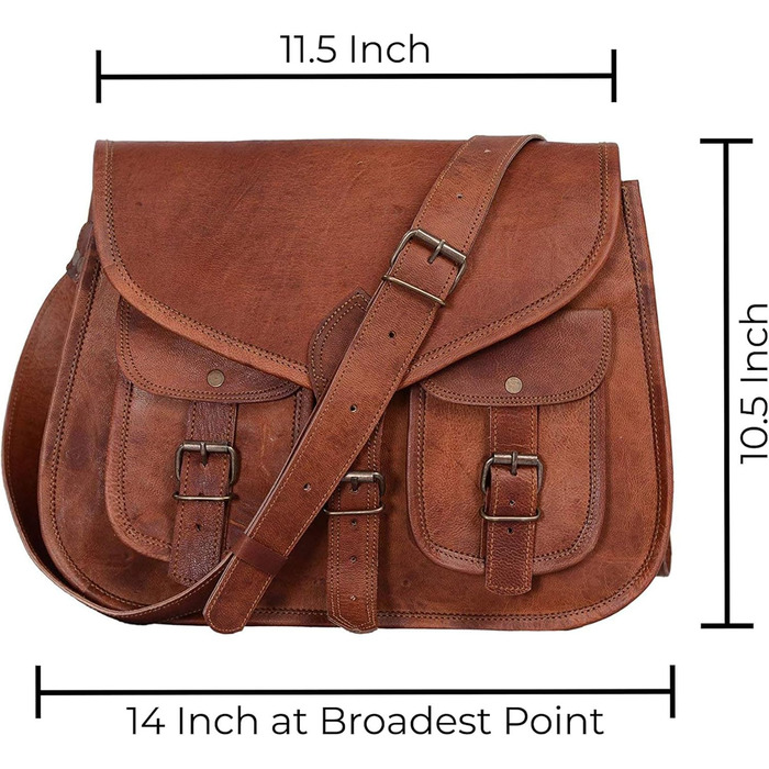 Сумка жіноча шкіряна KPL 14 дюймів через плече, крос-боді, тоут для подорожей Braun