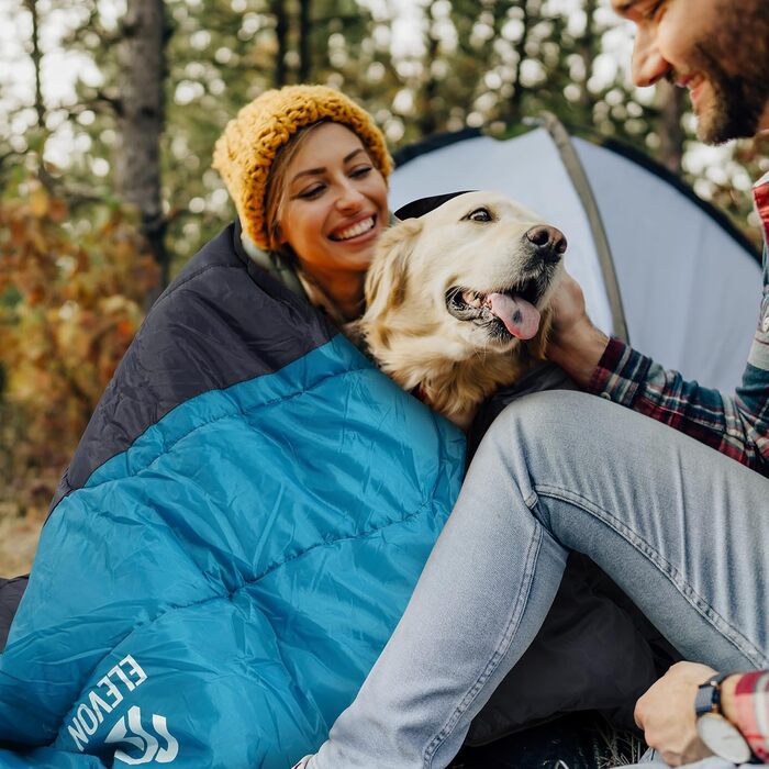 Спальний мішок Elevon для дорослих, підлітків та дітей, 3-4 сезони, водонепроникний, компактний, для кемпінгу, рюкзаків, подорожей, зелений (2 особи)