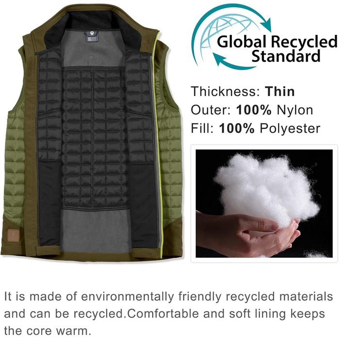 Little Donkey Andy Легка пухова жилетка для чоловіків. Тепла безрукавка для активного відпочинку, туризму, бігу (S, Оливковий)