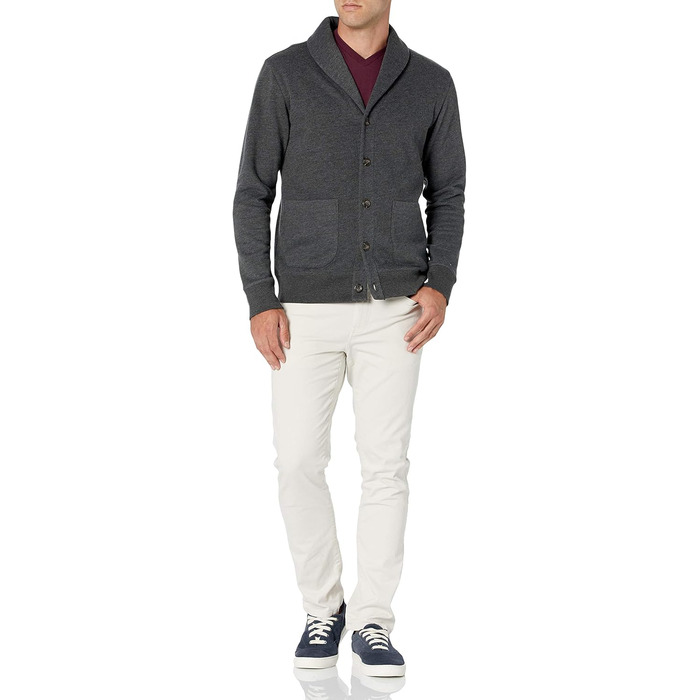 Чоловіча в'язана жилетка Amazon Essentias з капюшоном та коміром-шарфом (XXL, Темно-сірий меланж)