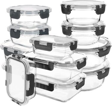 Набір контейнерів для їжі Glas Meal Prep Container Set (12 шт.) - рожевий (сірий), миє в посудомийній машині
