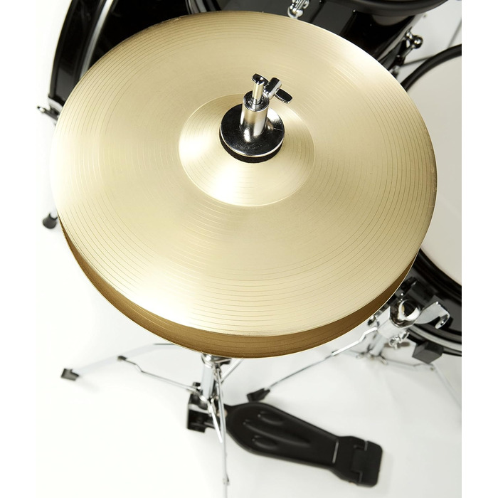 Fame 5-Piece Drum Set Black - Комплект барабанів з аксесуарами, включаючи бас-барабан, томи, малий барабан, стійки та табурет