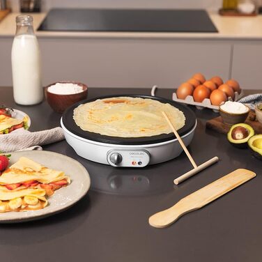 Млинниця Cecotec Crepe Fun CrepeStone Twin 1200 Вт, антипригарна екологічна кам'яна поверхня, двостороння пластина для приготування млинців або 4 панкейків