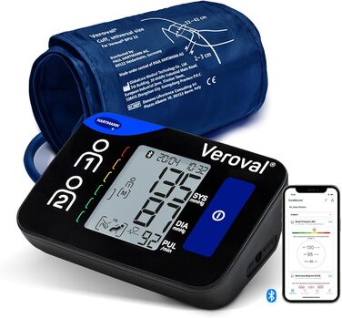 Veroval Compact + Тонометр на плечі BPU 26: виявлення фібриляції передсердь (AFib), передача даних у додаток, Bluetooth