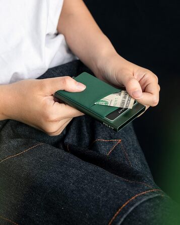 Чоловіче картхолдер VULKIT з RFID NFC захистом: компактний гаманець для 5-7 карт та грошей (Місячний зелений)