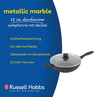 Сковорода Russell Hobbs RH02813EU7 Metallic Marble 28 см універсальна для індукції, смаження, грилю – антипригарна, для здорового приготування з мінімумом олії