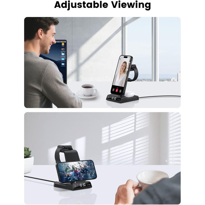 Зарядна станція 3-в-1 для Apple: iPhone 16/15/14, Apple Watch 10/9/8/7/6/SE та AirPods Pro/4. Бездротова зарядка