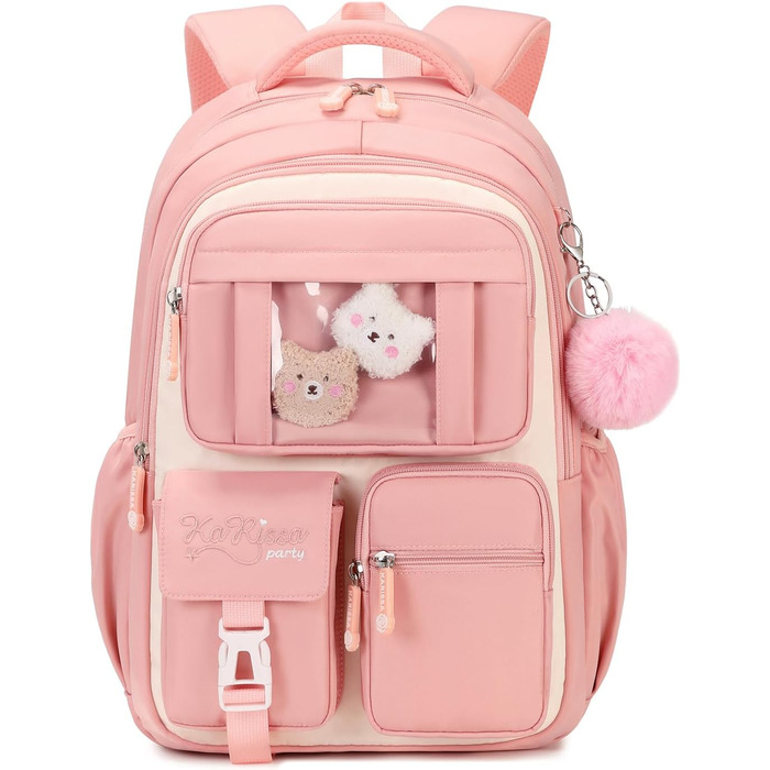 Дитячий рюкзак для школи DivingBirds, 2-7 клас, 22L, рожевий | Зручне дихаюче спинне відділення та м'які лямки | Рюкзак для дівчинки