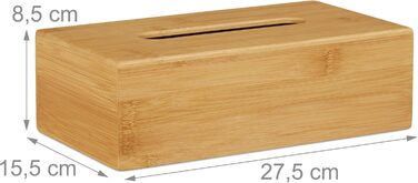 Relaxdays 2 x Cosmetic Tissue Box Bamboo, HBT: 8.5 x 27.5 x 15.5 cm, Tissue and Cosmetic Tissue Dispenser, Natural