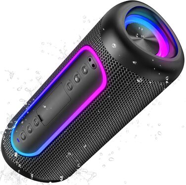Портативна Bluetooth колонка UOHHBOE 30W з RGB підсвічуванням, TWS Stereo, 24 години роботи, IPX5 водонепроникність