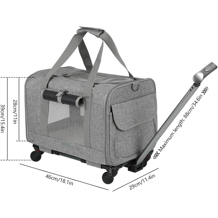 Великий переносний вольєр для котів на колесах, сумка-переноска для котів, 3 в 1 для собак, сумка на плечі, візок для собак, переносний вольєр для тварин, сірий
