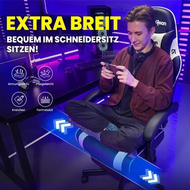 Геймерське крісло Gaming Stuhl з підставкою для ніг, регульованою спинкою та підтримкою попереку - до 200 кг (Чорне)