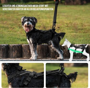 Шлейка для собак OneTigris Hopper для підтримки та реабілітації, чорна, XS (3-5 кг)