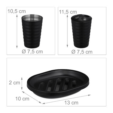 Relaxdays 5-Piece Bathroom Set Stainless Steel Black