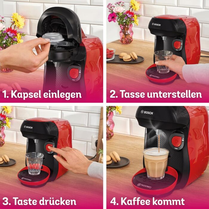 Кавомашина Tassimo Happy TAS1002N від Bosch: 70 напоїв, автоматична, для будь-яких чашок, компактна, 1400 Вт, колір антрацит