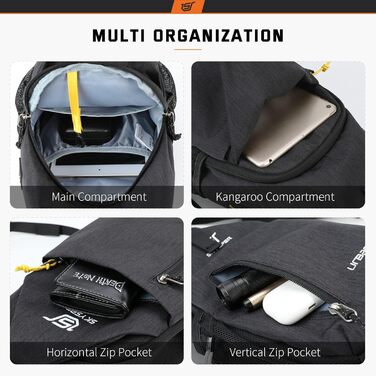 Чорна водонепроникна сумка через плече SkySper Urbanx6 6L - для подорожей, спорту та активного відпочинку