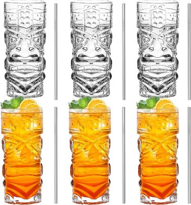 Набір склянок Tiki, 170-400 мл, прозорі, для екзотичних коктейлів, Mai Tai, гавайських коктейлів, тропічної тематики