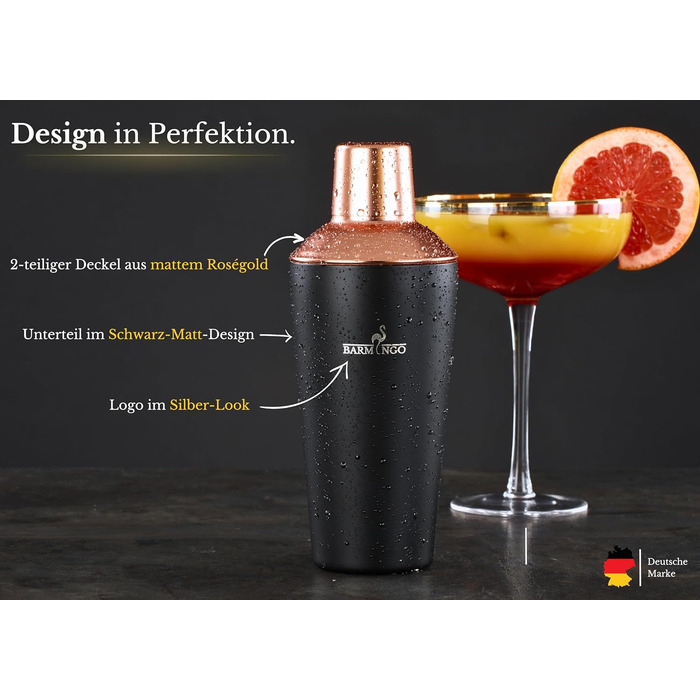BARMINGO Stainless Steel Cocktail Set - 11 Piece Bar Set with Stand & Accessories | Cocktail Shaker Set | Bartender Set | Cocktail Mixing Set | Gift Set