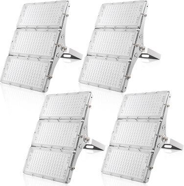 Ankishi LED Floodlight Outdoor, IP65 Waterproof, Super Bright 6500K Cool White Outdoor Light, 30000LM Outdoor Floodlight Spotlight for Sports Field, Garage, Garden, Backyard (Cool White, 4 PACK 300W)
