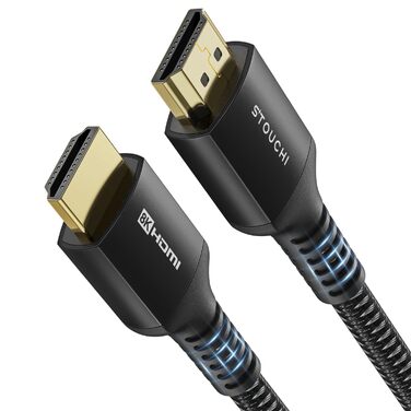 HDMI кабель Stouchi 2м 8K 10K 4K Ultra High Speed 48Gbps 4K120 144Hz eARC HDR10 4:4 HDCP 2.2/2.3 Dolby, сумісний з Fire TV/Roku TV/PS5/Xbox Series X/Samsung/Sony/LG (2 м, Чорний)