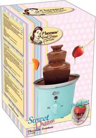 Шоколадний фонтан Bestron з 3 ярусами, 60 Вт, м'ятний колір, з функцією підігріву