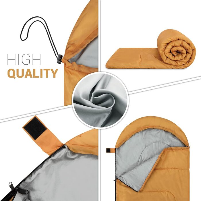 Paco Home Sleeping Bag - Outdoor, Washable, Breathable for Adults & Kids - Camping & Travel - Summer/Winter (Orange, 220x70x4cm)
