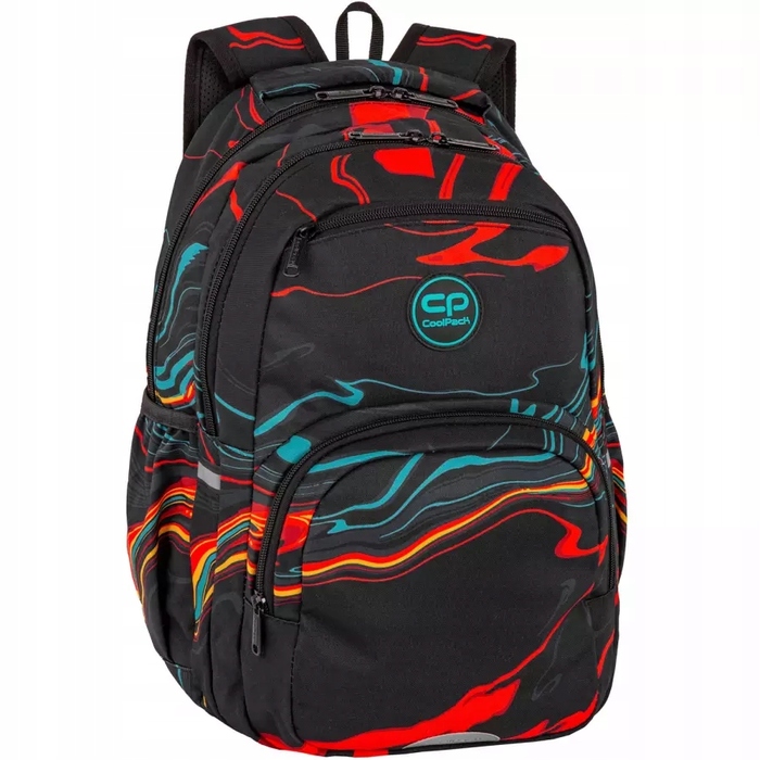 Багатовідсіковий шкільний рюкзак CoolPack, чорний/багатоколірний, 23 л