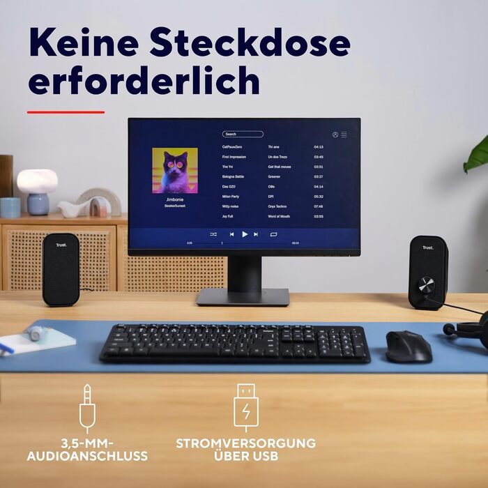 Комп'ютерні колонки Trust Orada USB 2.0, 12W, Чорні. Комплект з навушниками та AUX 3.5mm