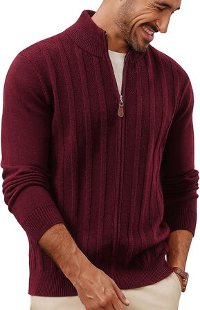 Кардиган чоловічий PJ PAUL JONES на блискавці та зі стійким коміром, в'язаний (M, Бордовий)