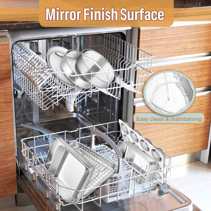 Набір форм для випічки (10 шт.) з нержавіючої сталі E-far для духовки: торти, пироги, піца, мафіни, кекси. Стійкий до миття в посудомийній машині