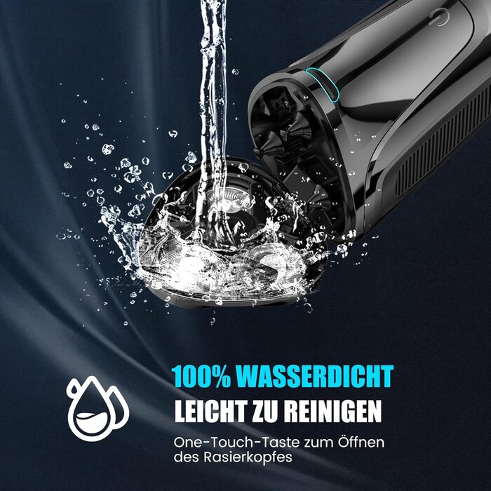 Електричний чоловічий бритва Brightup з 4D-плаваючою головкою, бездротовий LED бритва для вологого та сухого гоління, IPX6 водонепроникний, USB-C зарядка & висувний тример, захист від подорожей, глибокий чорний колір