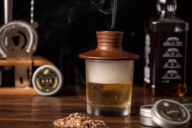 Cocktail Smoker Set with Flashlight and Aromatic Wood Shavings for Whiskey and Bourbon, Vintage Fireplace Drink Smoker Set for Whiskey, Wine, Gift for Father, Husband, and Cocktail Enthusiasts