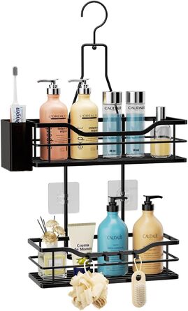 HapiRm Shower Shelf - Hanging Shower Rack 360° Adjustable Hook for Bathroom with 4 Hooks, Hanging Shower Caddy for Shampoo, Conditioner, and Bathroom Storage
