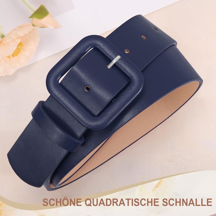 Жіночий шкіряний ремінь JasGood широкого крою, колір: темно-синій, 120 см (під талію 88-100 см)