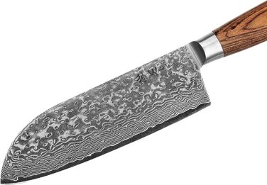 Ніж Santoku Wakoli EDIB Pro Дамаск (VG10) 17 см, рукоять Pakkawood, в подарунковій коробці – для м'яса, риби, овочів