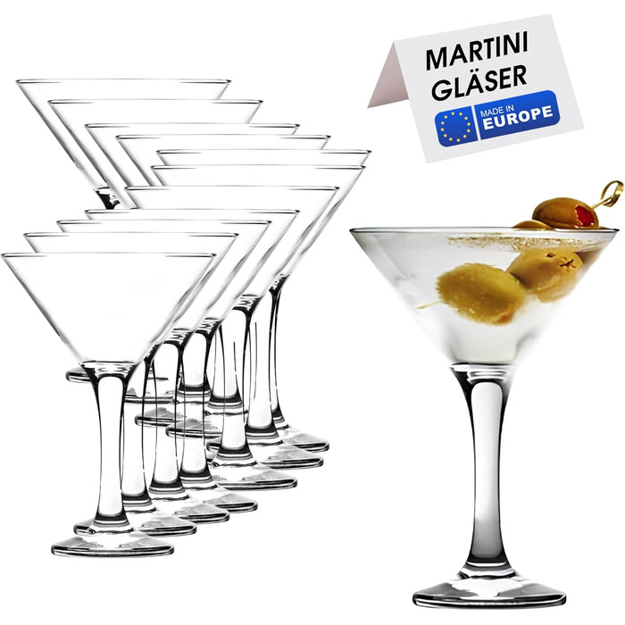 Набір склянок для коктейлів Martini 175мл | Професійна якість для ресторану та HoReCa | Ідеально для Мартіні, Космополітен, Манхеттен, Маргарита, Сайдкар | Виготовлено в Європі (12 шт)