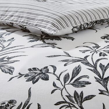 Комплект постільної білизни Laura Ashley Kingsize: двостороння бавовняна постіль з наволочками (Queen, Amberley Black/White)