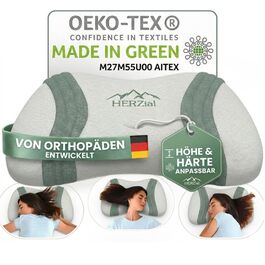 Ортопедична подушка для шиї з Memory Foam – Ергономічна подушка для сну на боці, спині та животі. Подушка для підтримки шийного відділу хребта, проти болю в шиї. Oeko-Tex, знімний чохол.