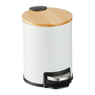 Relaxdays Waste Bin 3 l with Bamboo Lid