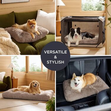 BEDSURE М'яке ліжко для собак великих порід - 104x69x8 см, зручне та миється, з антиковзною основою (119x74x8 см, Колір: верблюжий)