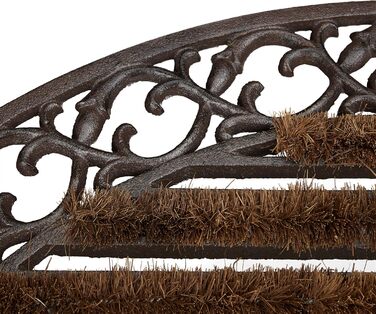 Relaxdays Foot Scraper Cast Iron with Brushes, H x W x D approx. 4 x 72 x 46 cm, Art Nouveau style foot scraper, shoe scraper suitable for country house style, made of robust metal with anti-slip feet, bronze (round)